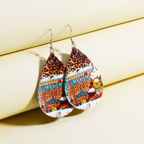 Boucles d'oreilles à design goutte d'eau Thanksgiving léopard & à lettres - SHEIN - Modalova