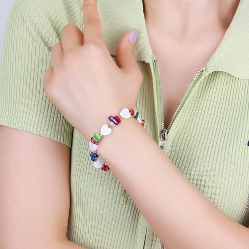 Bracelet perlé à détail cœur - SHEIN - Modalova