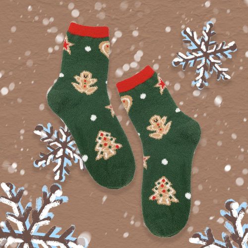 Chaussettes à motif arbre et Noël pain d'épice - SHEIN - Modalova