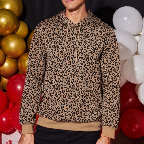 Sweat-shirt à capuche léopard à cordon - SHEIN - Modalova