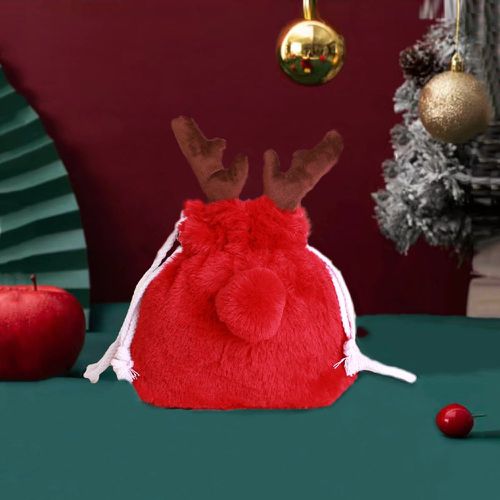 Sac fantaisie mini Noël à détail de bois en tissu duveteux - SHEIN - Modalova