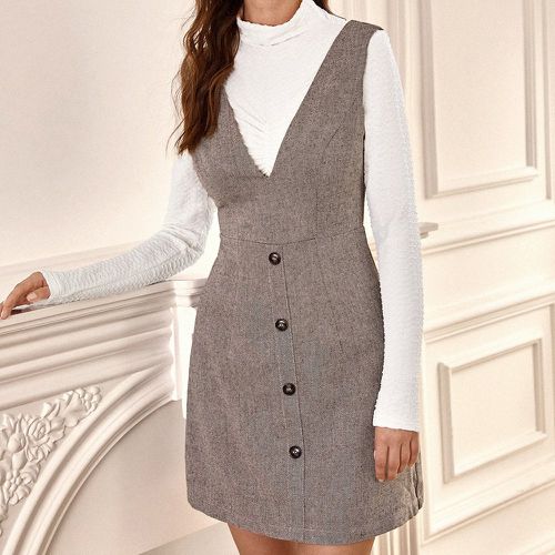 Robe salopette à bouton en tweed (sans top) - SHEIN - Modalova