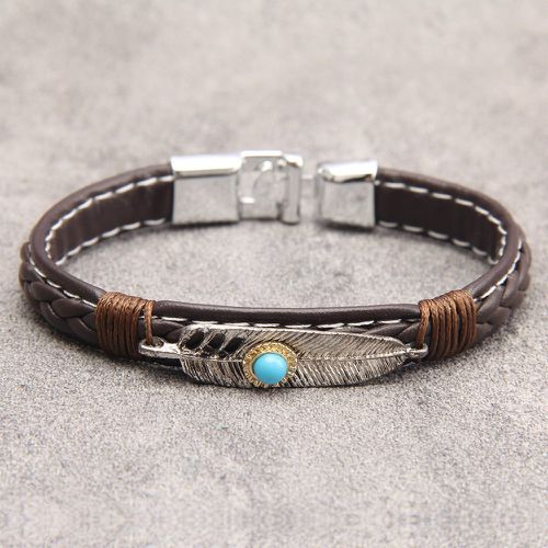 Bracelet turquoise & à détail plume - SHEIN - Modalova