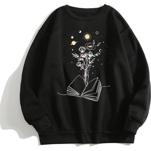 Sweat-shirt thermique à imprimé galaxie et floral - SHEIN - Modalova