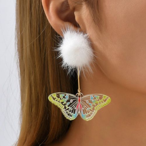 Pendants d'oreilles à pompons papillon - SHEIN - Modalova