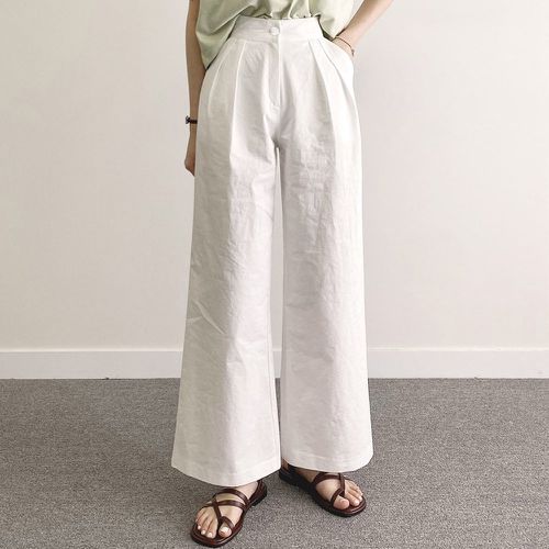 Pantalon ample taille haute à détail plié - SHEIN - Modalova