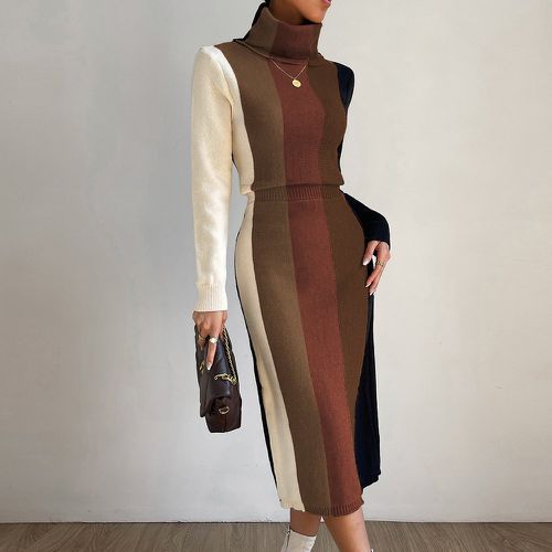 Robe pull à blocs de couleurs à col roulé - SHEIN - Modalova