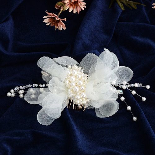 Peigne à cheveux fleur & à fausse perle de mariée - SHEIN - Modalova