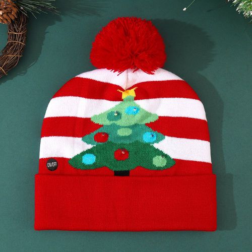 Bonnet à imprimé arbre Noël à pompons - SHEIN - Modalova