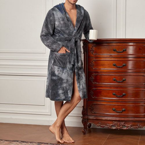 Robe de chambre ceinturée tie dye à double poches à capuche - SHEIN - Modalova