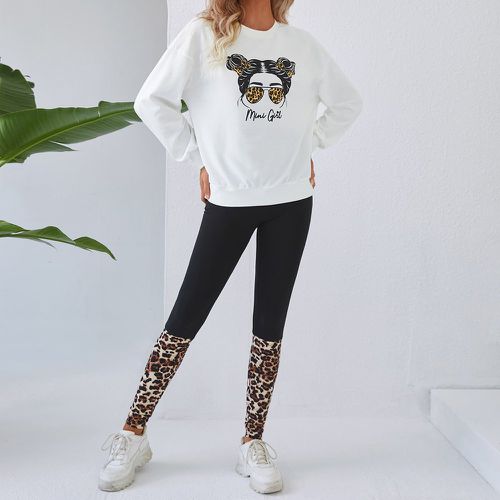 Figure Sweat-shirt & léopard Legging - SHEIN - Modalova