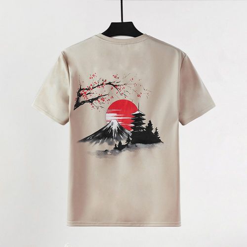 T-shirt à imprimé soleil et montagne - SHEIN - Modalova