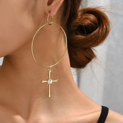 Pendants d'oreilles design croix avec strass - SHEIN - Modalova