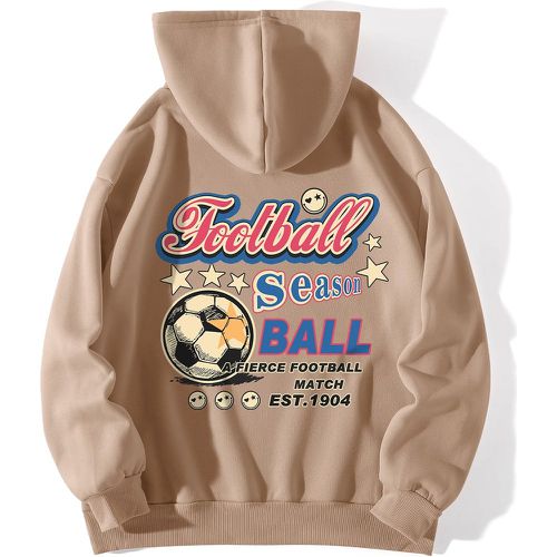 Sweat-shirt à capuche à motif football et lettres à cordon à doublure thermique - SHEIN - Modalova
