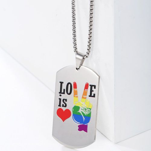 Collier à pendentif LGBT geste & graphique de slogan rectangle - SHEIN - Modalova