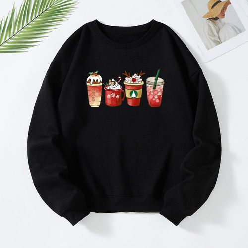 Sweat-shirt Noël à imprimé café à doublure thermique - SHEIN - Modalova