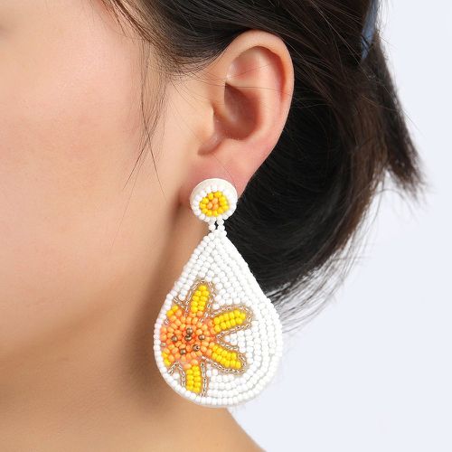 Boucles d'oreilles à design goutte d'eau à motif fleur - SHEIN - Modalova