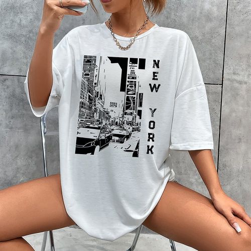 T-shirt bâtiment & à lettres - SHEIN - Modalova