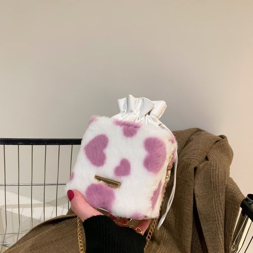 Sac boîte mini avec motif cœur en tissu duveteux - SHEIN - Modalova