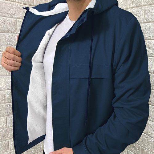 Manteau à capuche zippé à doublure thermique à cordon - SHEIN - Modalova