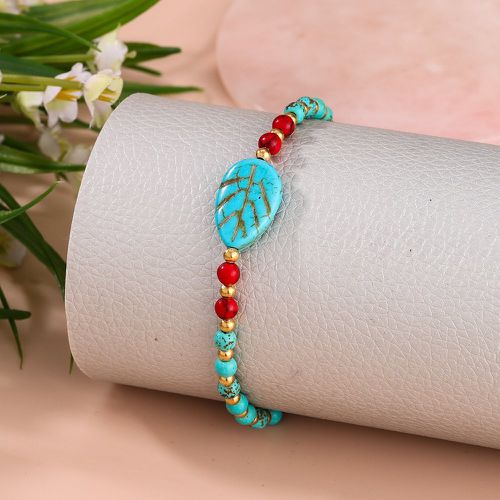 Bracelet perlé turquoise à détail feuille - SHEIN - Modalova