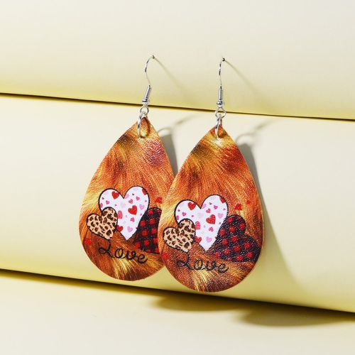 Boucles d'oreilles à design goutte d'eau cœur et lettre - SHEIN - Modalova