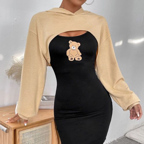 Sweat-shirt très court & à imprimé ours Robe - SHEIN - Modalova