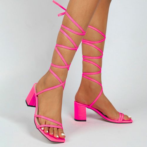 Sandales à lanières rose fluo à nœud design - SHEIN - Modalova