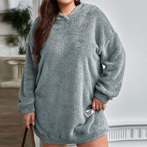 Robe sweat-shirt à applique lettre à capuche en tissu duveteux - SHEIN - Modalova