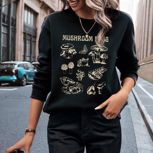 Sweat-shirt à motif champignon et lettres à doublure thermique - SHEIN - Modalova