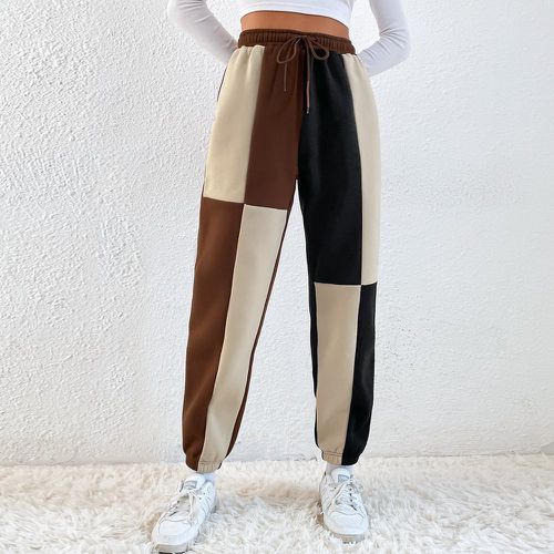 Pantalon de survêtement à blocs de couleurs à cordon - SHEIN - Modalova