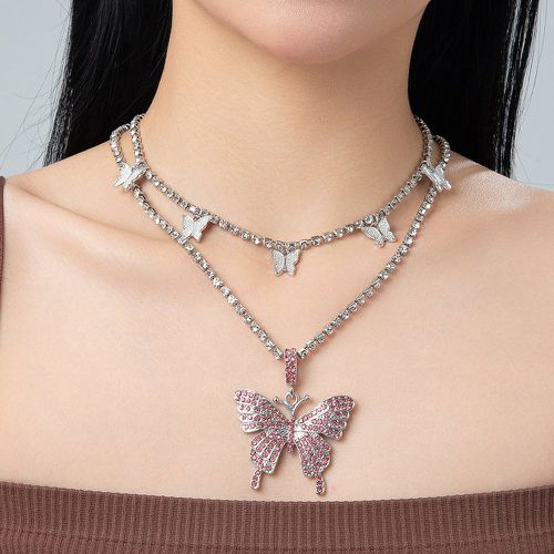Pièces Collier à strass à pendentif papillon - SHEIN - Modalova
