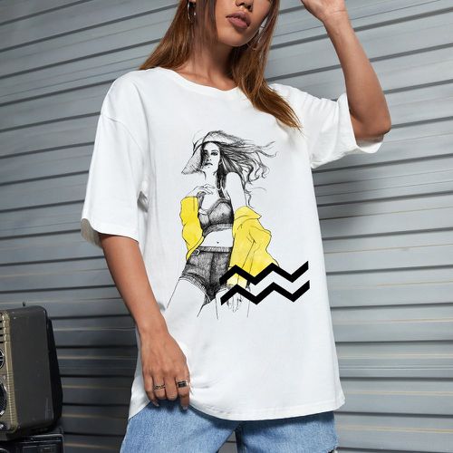 T-shirt oversize à motif figure - SHEIN - Modalova