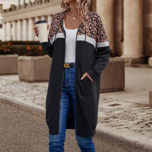 Sweat-shirt à capuche léopard zippé à cordon long - SHEIN - Modalova