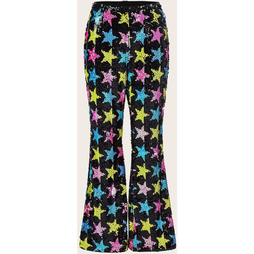 Pantalon évasé taille haute à motif étoile à paillettes - SHEIN - Modalova