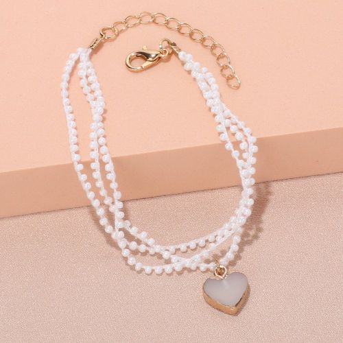 Bracelet perlé à breloque cœur multicouche - SHEIN - Modalova