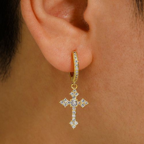 Pendants d'oreilles design croix à strass - SHEIN - Modalova