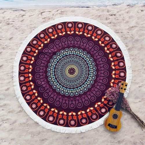 Couverture de plage à imprimé géométrique à franges - SHEIN - Modalova