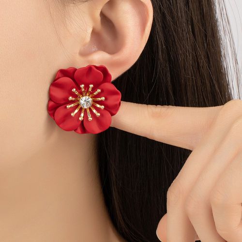 Clous d'oreilles avec strass design fleur - SHEIN - Modalova