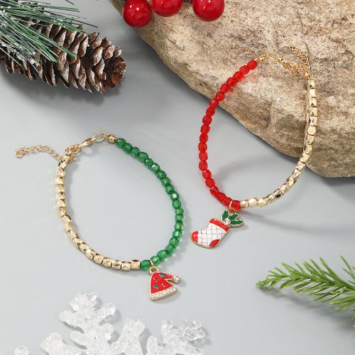 Pièces Noël avec strass Chapeau & bas breloque Bracelet - SHEIN - Modalova