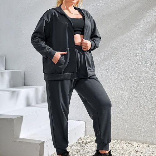 Veste de sport douceur zippé à capuche & Pantalon de survêtement - SHEIN - Modalova
