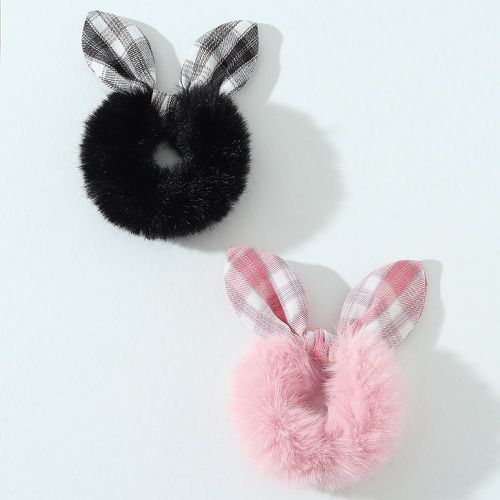 Pièces Élastique à cheveux à carreaux oreille de lapin duveteux - SHEIN - Modalova