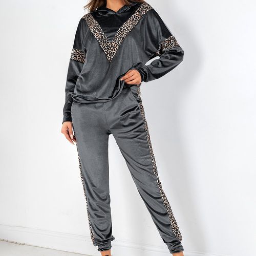 Pantalon & Sweat-shirt à capuche léopard - SHEIN - Modalova