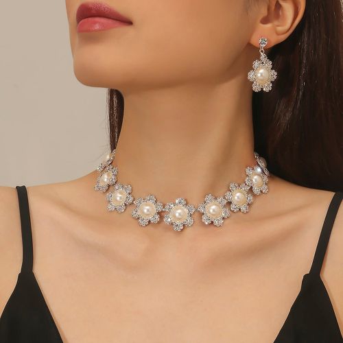 Pièces Set de bijoux à strass fleur & à fausse perle - SHEIN - Modalova
