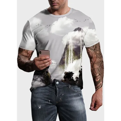 Homme T-shirt à imprimé paysage - SHEIN - Modalova