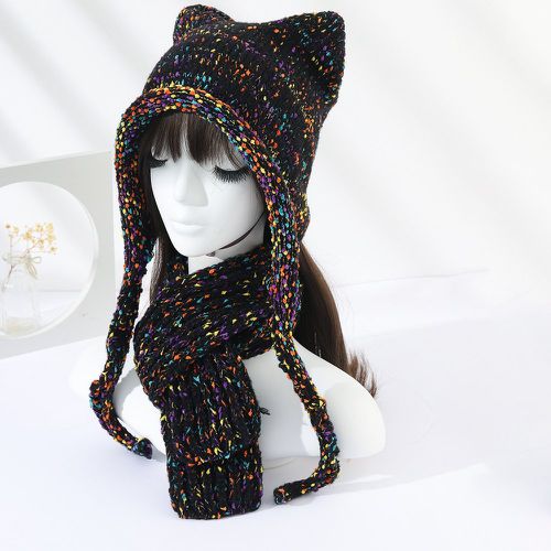 Bonnet en tricot versicolore & 1 pièce Écharpe - SHEIN - Modalova