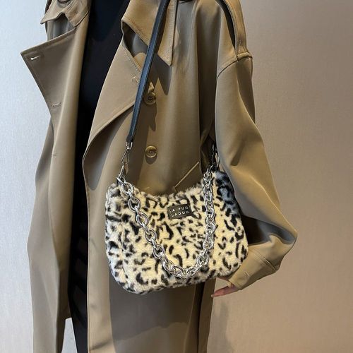 Sac porté épaule à motif léopard chaîne en tissu duveteux - SHEIN - Modalova