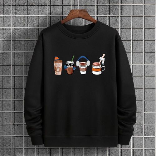 Sweat-shirt à imprimé café et flocon de neige à doublure thermique - SHEIN - Modalova