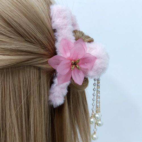 Griffe à cheveux fleur & à fausse perle duveteux - SHEIN - Modalova