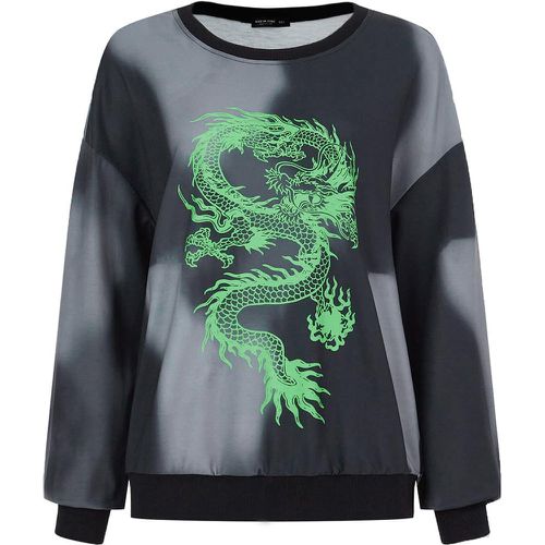 Sweat-shirt à imprimé dragon chinois tie dye - SHEIN - Modalova